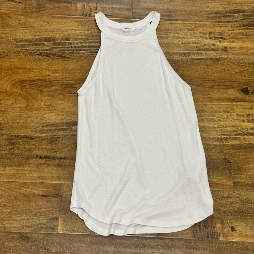 Athleta White Ribbed Tank Top